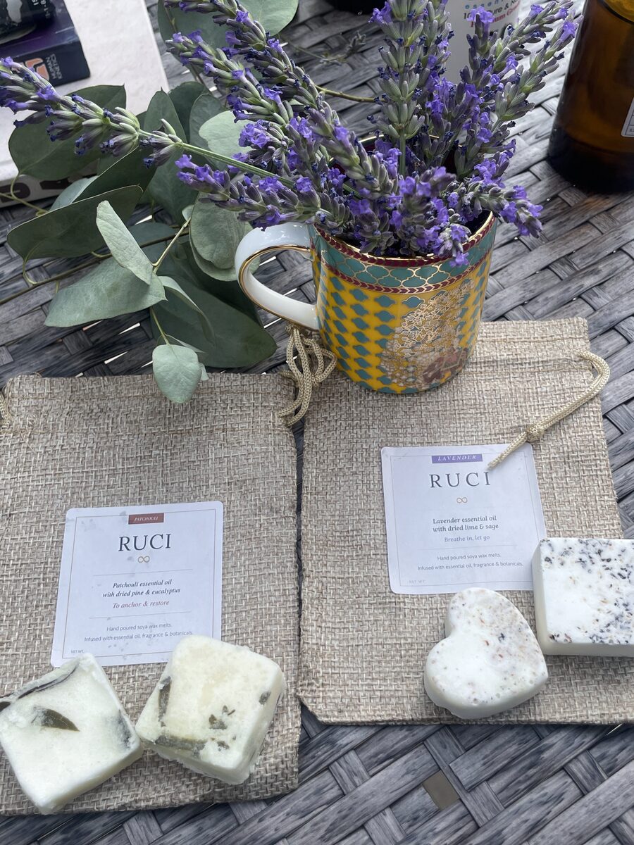 Patchouli wax melts in hessian bags